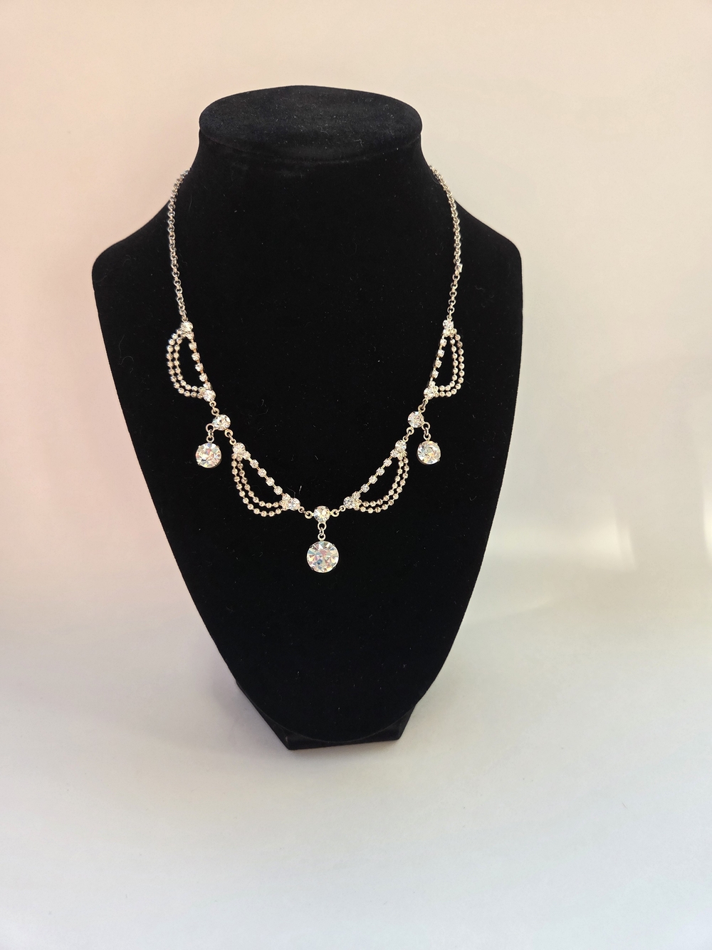 Crystal Drop Silver-Tone Necklace